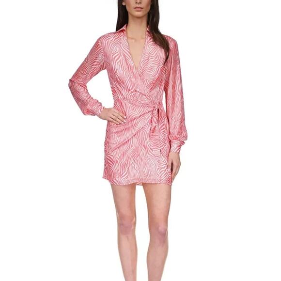 Michael Kors Zebra Print Wrap dress geranium - 0X - Picture 1 of 13